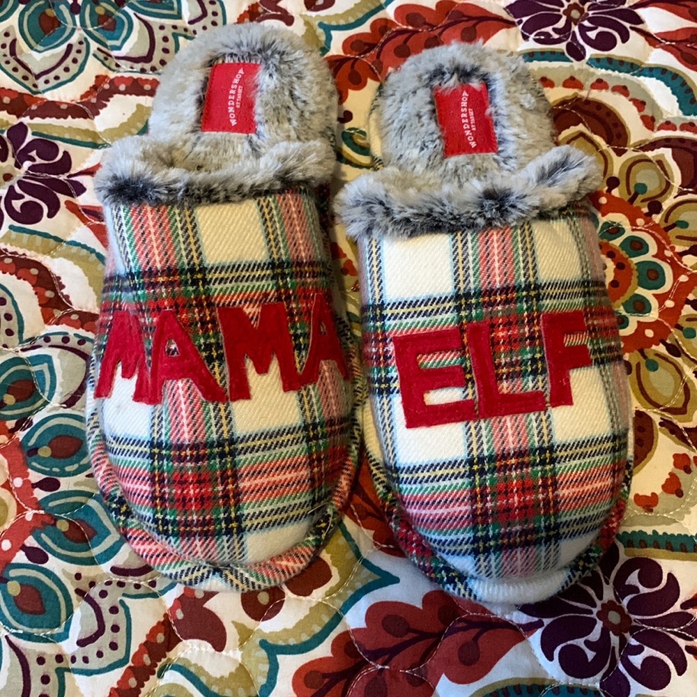 Plaid mama elf slippers